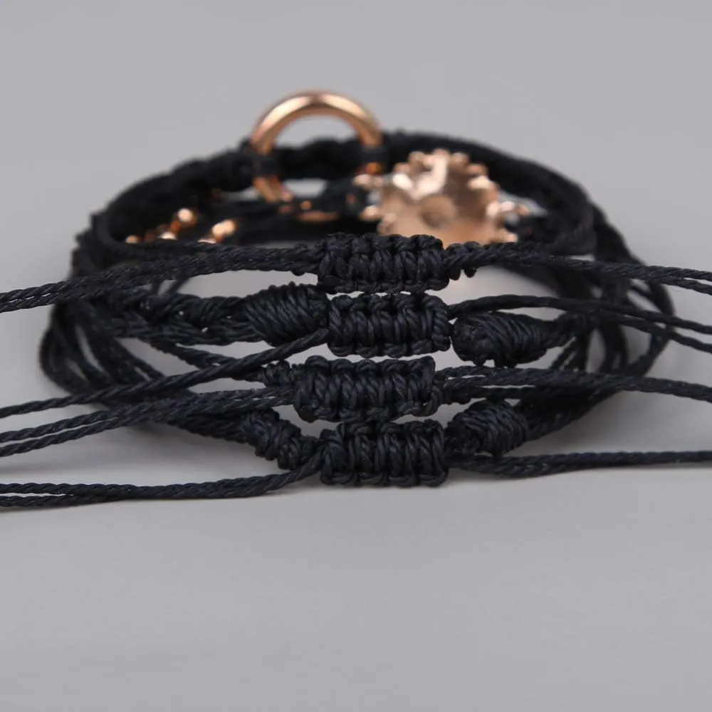 FANCY SHINY Sunflower String Bracelet Handmade Braided Rope Charms Boho Surfer Bracelet for Women Easter Gifts