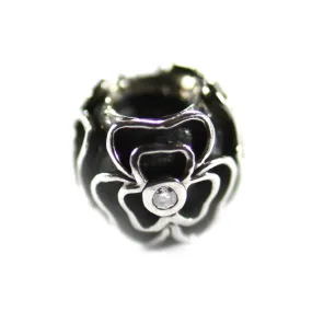 Flower silver beads with 3mm CZ