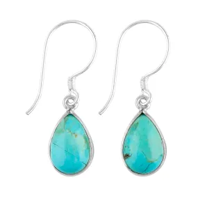 Genuine Blue Turquoise Earrings in 925 Sterling Silver | Natural Gemstone Jewelry | Handmade Earring | December Birthstone | Healing Crystal | Minimalist Gift for Women