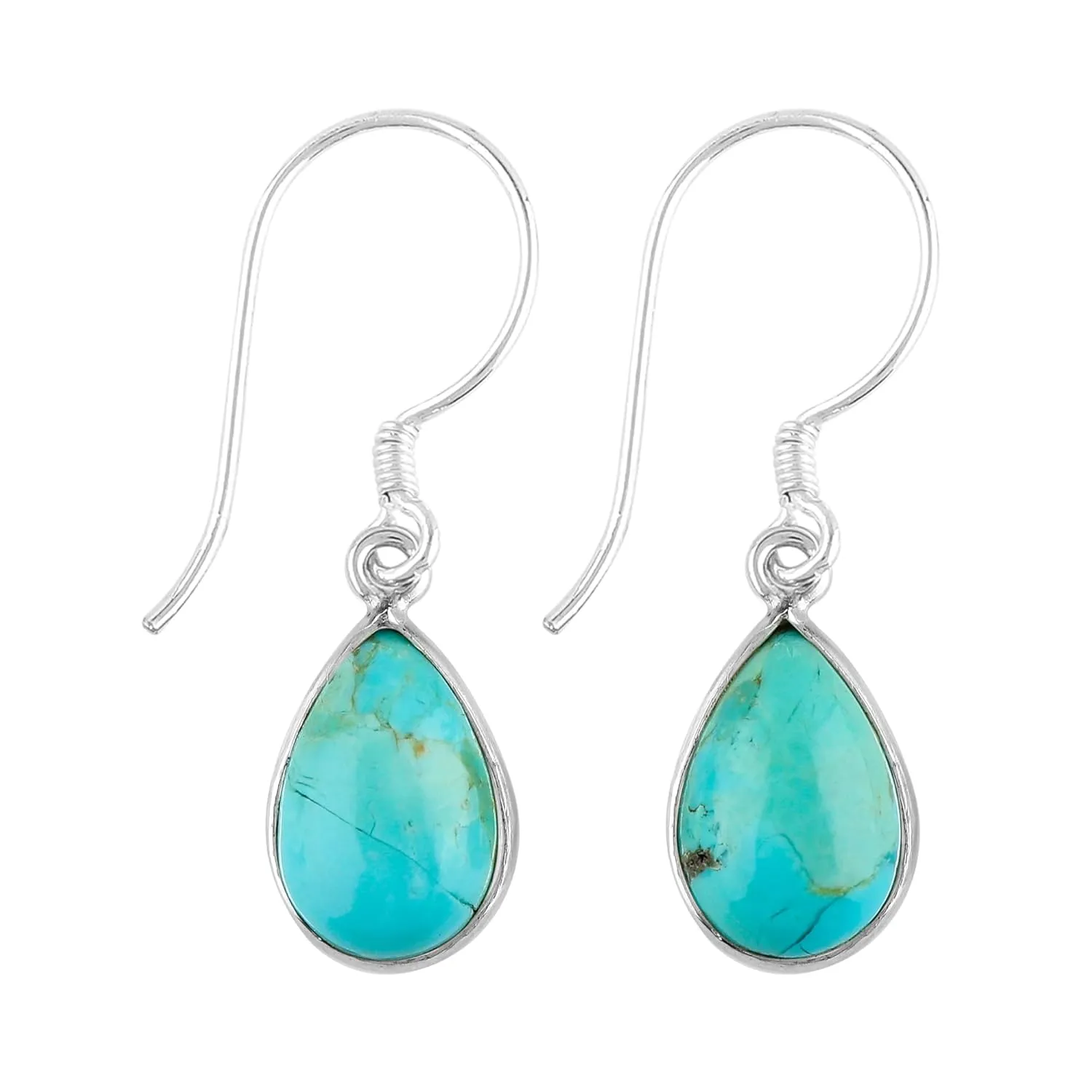 Genuine Blue Turquoise Earrings in 925 Sterling Silver | Natural Gemstone Jewelry | Handmade Earring | December Birthstone | Healing Crystal | Minimalist Gift for Women