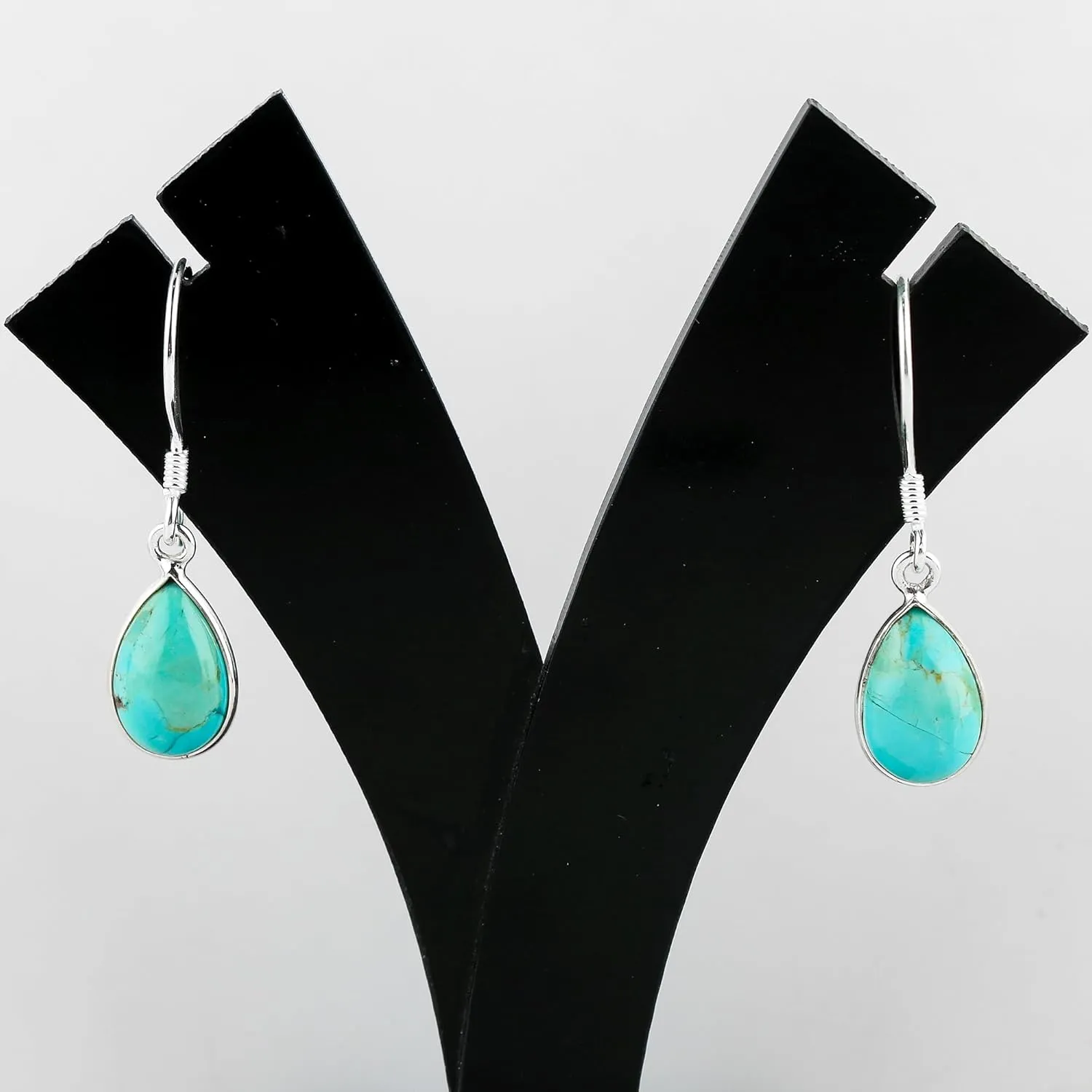 Genuine Blue Turquoise Earrings in 925 Sterling Silver | Natural Gemstone Jewelry | Handmade Earring | December Birthstone | Healing Crystal | Minimalist Gift for Women