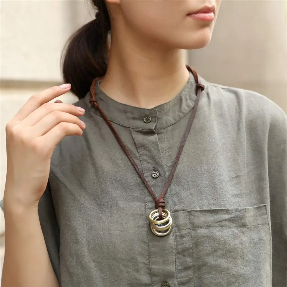 Genuine Leather Necklace - Cool Punk Rock Jewelry - Choker Pendant Necklace