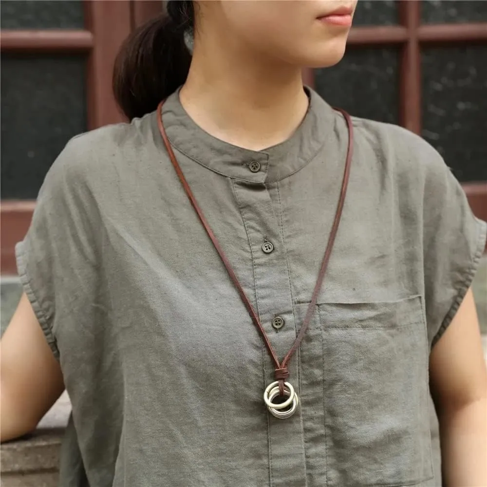 Genuine Leather Necklace - Cool Punk Rock Jewelry - Choker Pendant Necklace