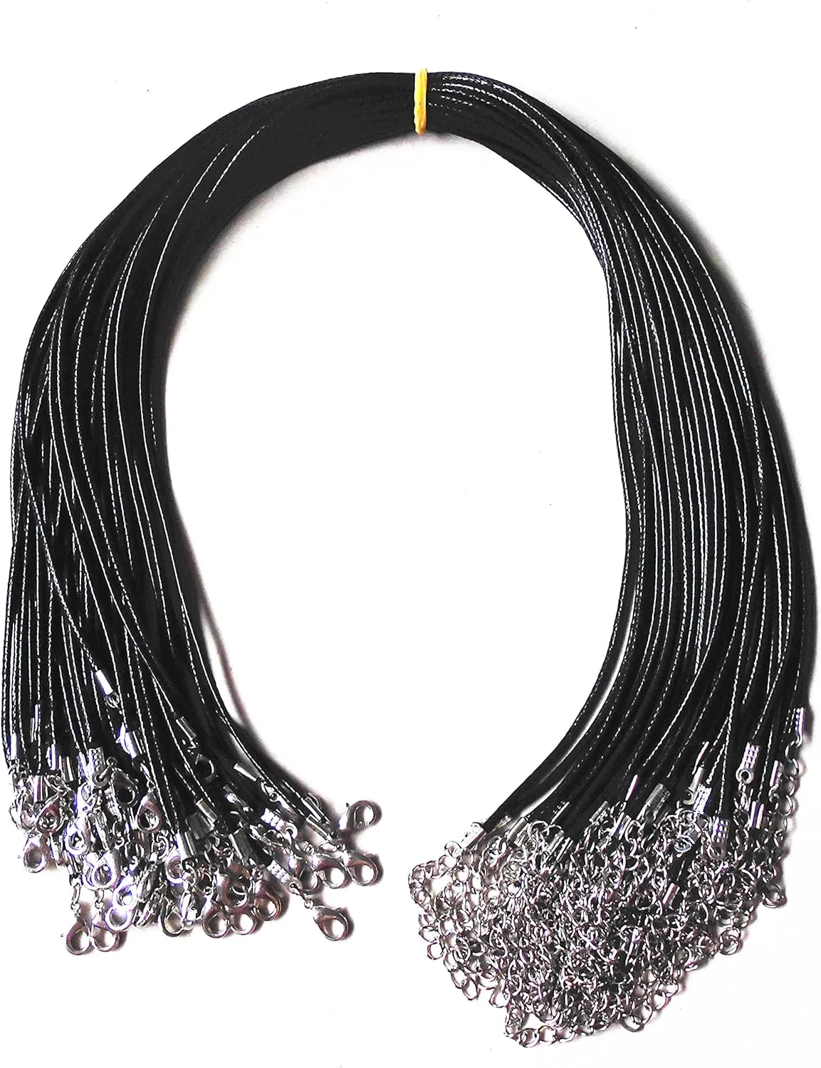 Glory Qin 10pcs Black Leather Necklace Cord Chain 1.5mm 2" Extension Chain