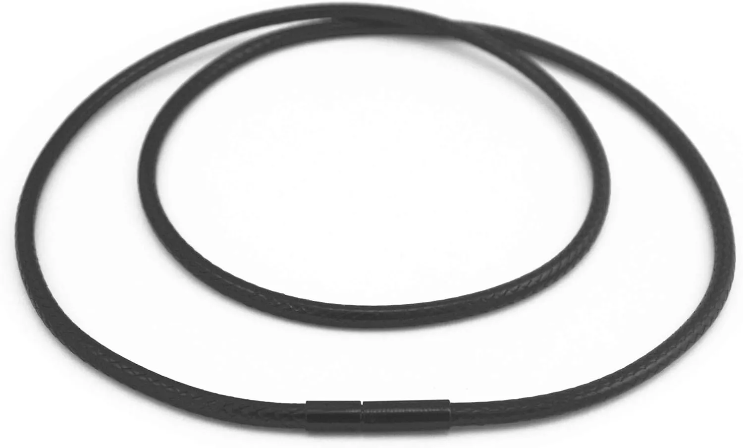 Glory Qin 3mm Black Braided Leather Cord Wax Wire Leather Cord Chain Stainless Steel Rice Clasps Necklace Rope Chain 16 TO 28 Inch (16 Inches)