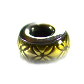 Green glass silver beads with china pattern