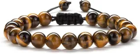 Hamoery Men Women 8mm Tiger Eye Stone Beads Bracelet Elastic Natural Stone Yoga Bracelet Bangle