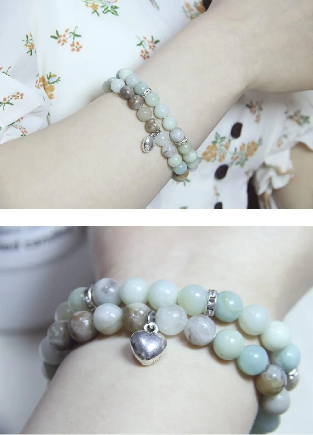 Healing Bracelets for Women - Amazonite Bracelet - Healing Prayers Crystal Bracelet, 8mm Natural Stone Stress Relief Yoga Beads Get Well Soon Gifts