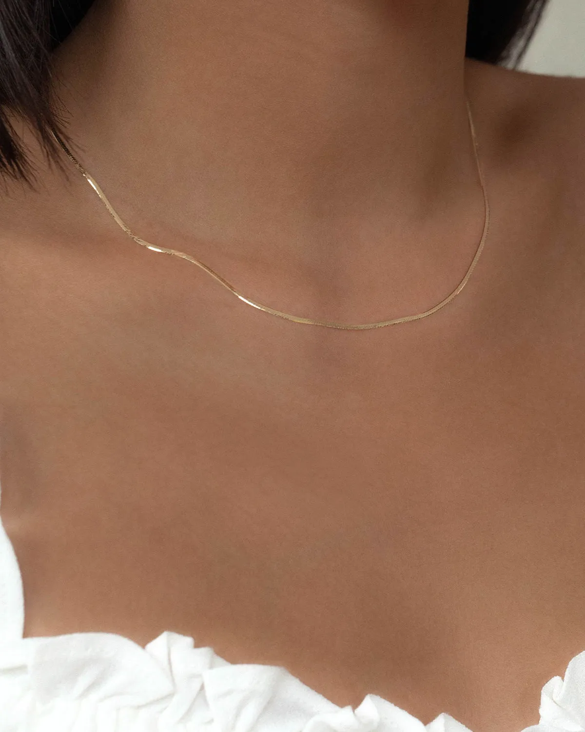 Herringbone Chain Necklace | 10k Gold