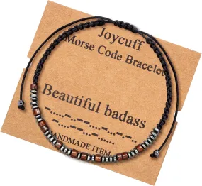 JoycuFF Inspirational Morse Code Bracelets for Men Women Mothers Day Birthday Christmas Gifts for Mom Mother Father Daughter Aunt Grandmother Jewelry Cord Wrap Memorial Graduation Bracelets