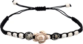 kelistom Turtle Beads Chain Bracelet for Women Men Handmade Natural Stone Elastic Stretch Bracelet Friendship Couple Bracelets