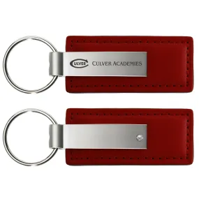 Leather and Metal Key Chain - Burgundy