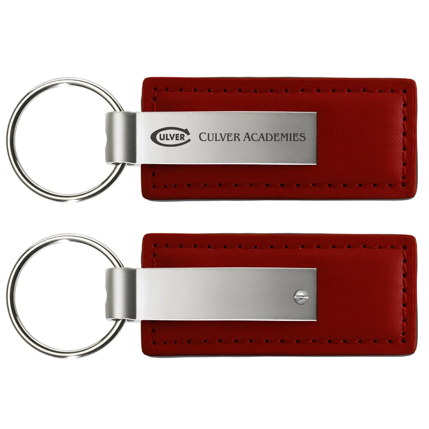 Leather and Metal Key Chain - Burgundy