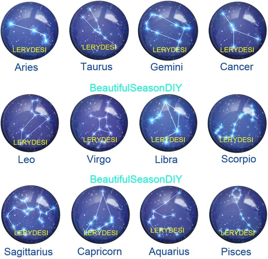 LERYDESI HOROSCOPE Bracelet Zodiac Sign pendant Blue Starry sky Constellation jewelry Unisex Art gift for men for women Rope color optional
