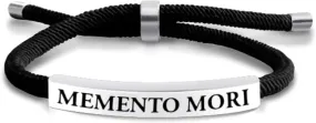 Memento Mori Bracelet Braided Cotton Momento Mori Engraved Metal and Cotton Braided Bracelet for Men and Women Stoic Gift