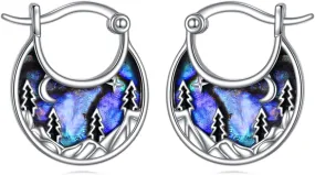 Mountain Earrings S925 Sterling Silver Abalone Dangle Drop Earrings Mountain Jewelry Gift for Skiers, Hikers, Campers, Climbers and Nature Lovers