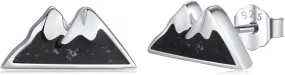 Mountain Stud Earrings for Women 925 Sterling Silver Black Onyx Crushed Stone Mountain Range Earrings Jewelry Gifts for Hikers Climbers and Nature Lover