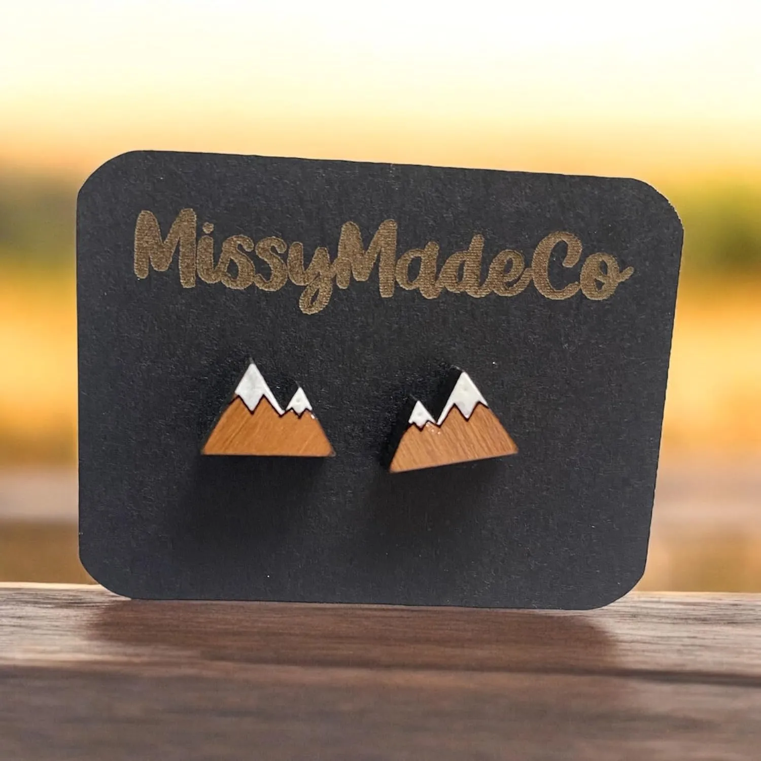 Mountain Stud Earrings (Snow Topped Mountain)
