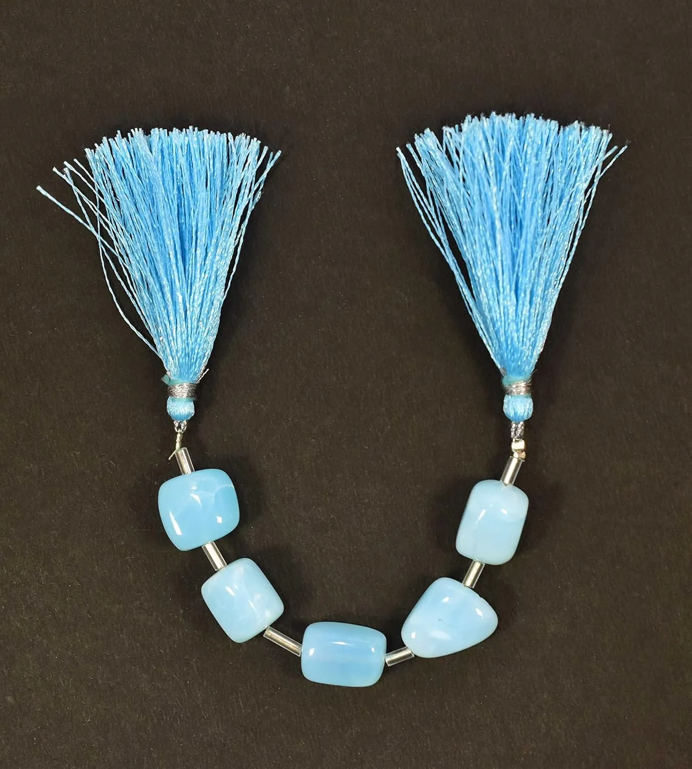 Natural Blue Opal Dye Tumbled Gemstone Beads, Gemstone Loose Beads Strands for Jewelry Making, Healing Beads For Bracelet, Necklace, Earrings, (Blue Dide Opal Tumbled)