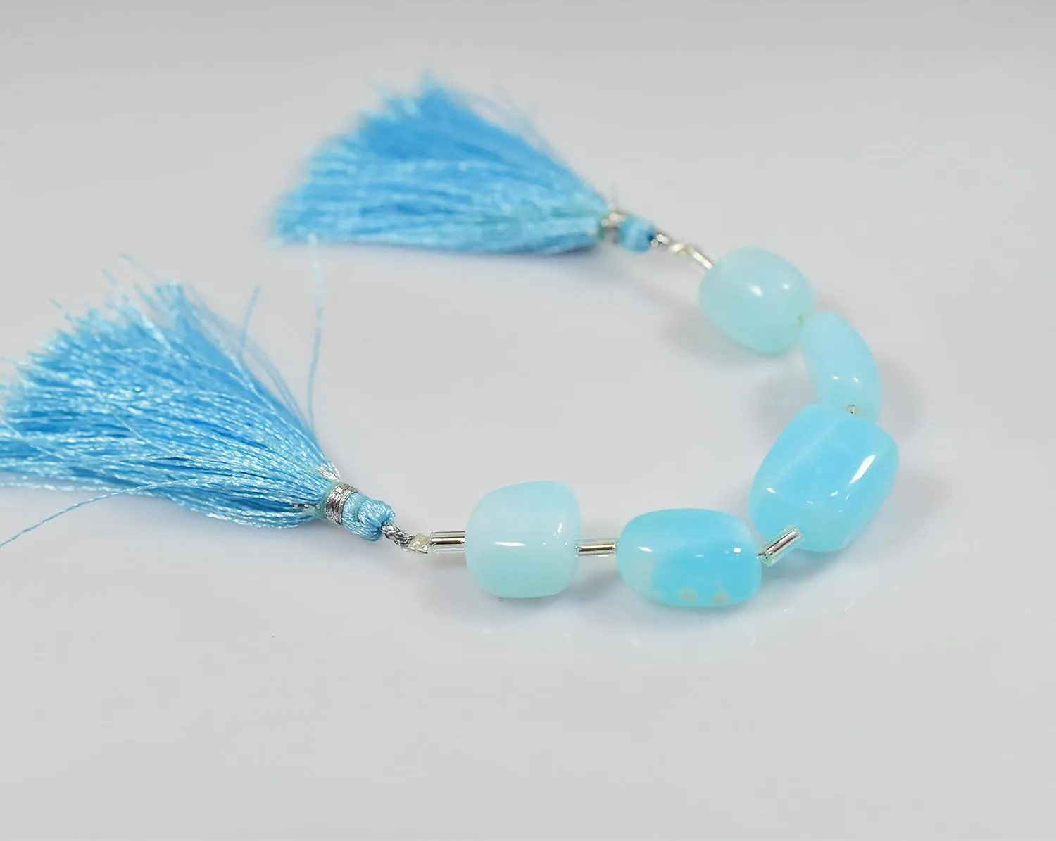 Natural Blue Opal Dye Tumbled Gemstone Beads, Gemstone Loose Beads Strands for Jewelry Making, Healing Beads For Bracelet, Necklace, Earrings, (Blue Dide Opal Tumbled)