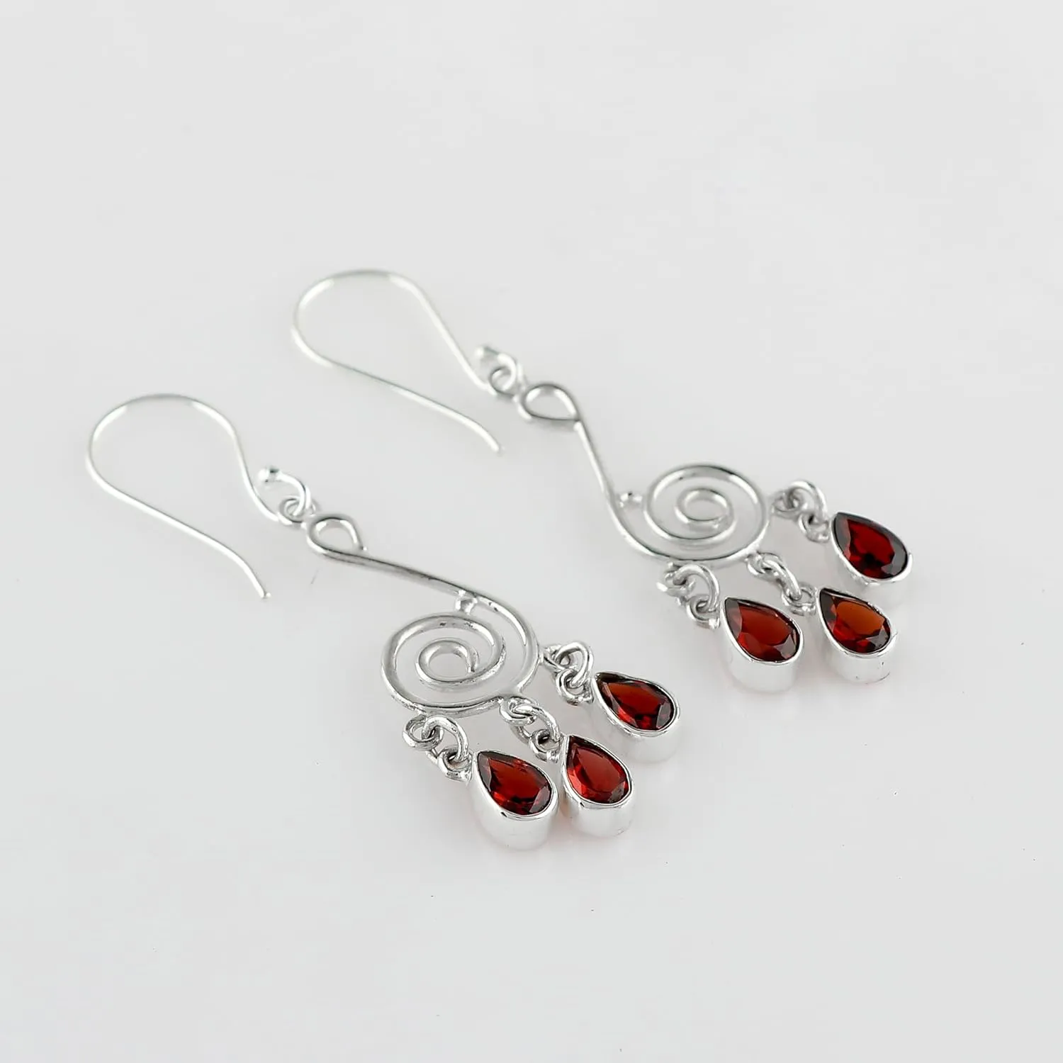 Natural Garnet Gemstone Dainty Earrings, 925 Sterling Silver, Handmade, Statement, Bohomian, Women Jewelry, Minimalist, Bridal Birthstone Earring, Gift