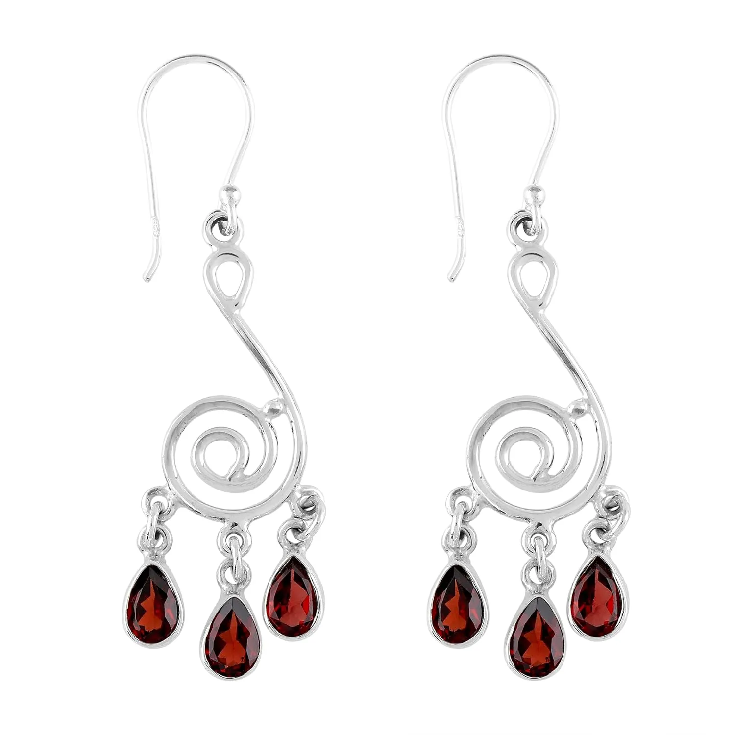 Natural Garnet Gemstone Dainty Earrings, 925 Sterling Silver, Handmade, Statement, Bohomian, Women Jewelry, Minimalist, Bridal Birthstone Earring, Gift