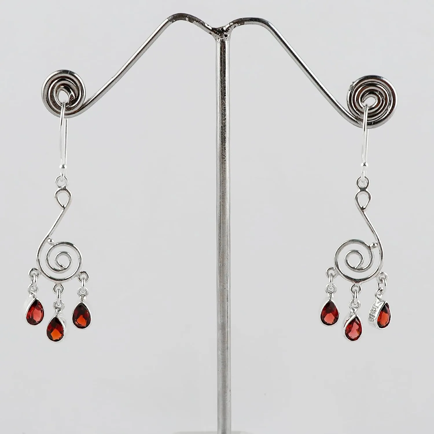 Natural Garnet Gemstone Dainty Earrings, 925 Sterling Silver, Handmade, Statement, Bohomian, Women Jewelry, Minimalist, Bridal Birthstone Earring, Gift