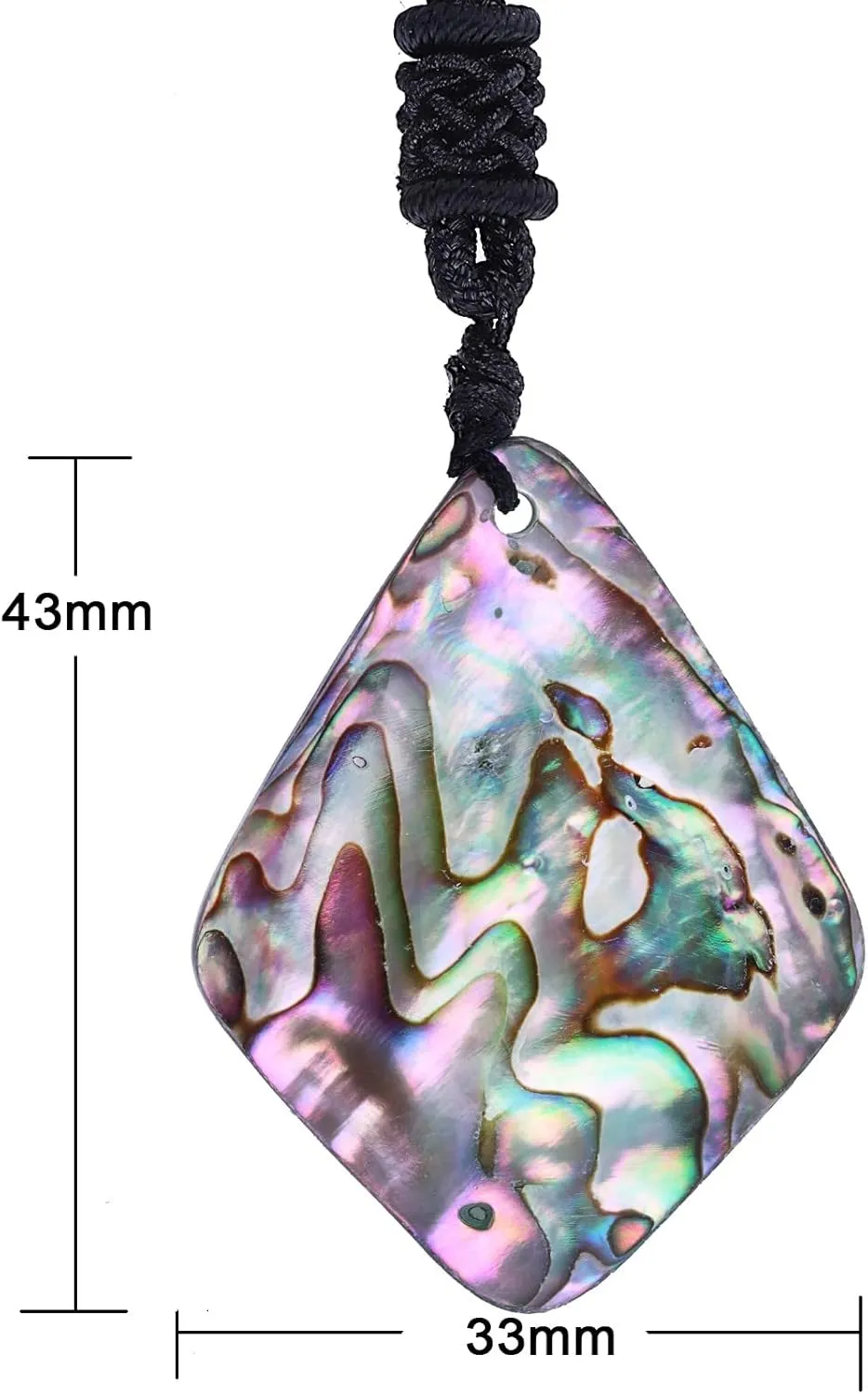 Nupuyai Adjustable Abalone Shell Pendant Necklace for Women Men, Natural Shell Pendant with Black Rope