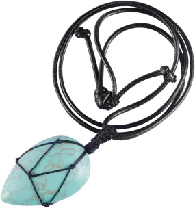 Nupuyai Bullet Teardrop Stone Pendant for Women Men, Lucky Healing Crystal Point Adjustable Necklace 18" - 29"