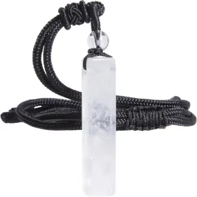 Nupuyai Rectangle Polished Crystal Pendant Necklace Modern Simple Vertical Bar Necklace Stone Wand Amulet with Adjustable Rope for Women Men
