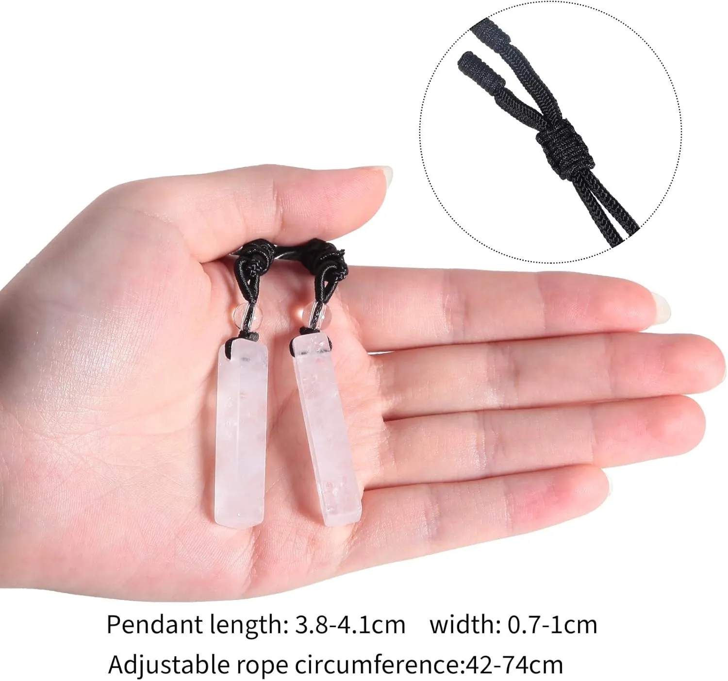 Nupuyai Rectangle Polished Crystal Pendant Necklace Modern Simple Vertical Bar Necklace Stone Wand Amulet with Adjustable Rope for Women Men