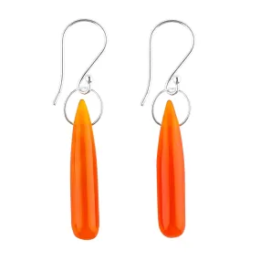 Orange-Chalcedony Gemstones Dainty Earrings for Women, 925 Sterling Silver, Crystals and Stones, Handmade, Bohemian, Birthstones, Gifts for Her