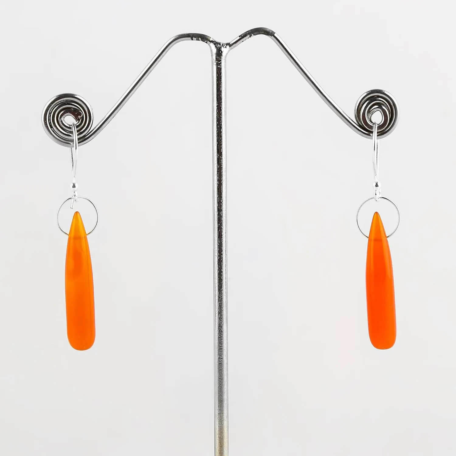 Orange-Chalcedony Gemstones Dainty Earrings for Women, 925 Sterling Silver, Crystals and Stones, Handmade, Bohemian, Birthstones, Gifts for Her