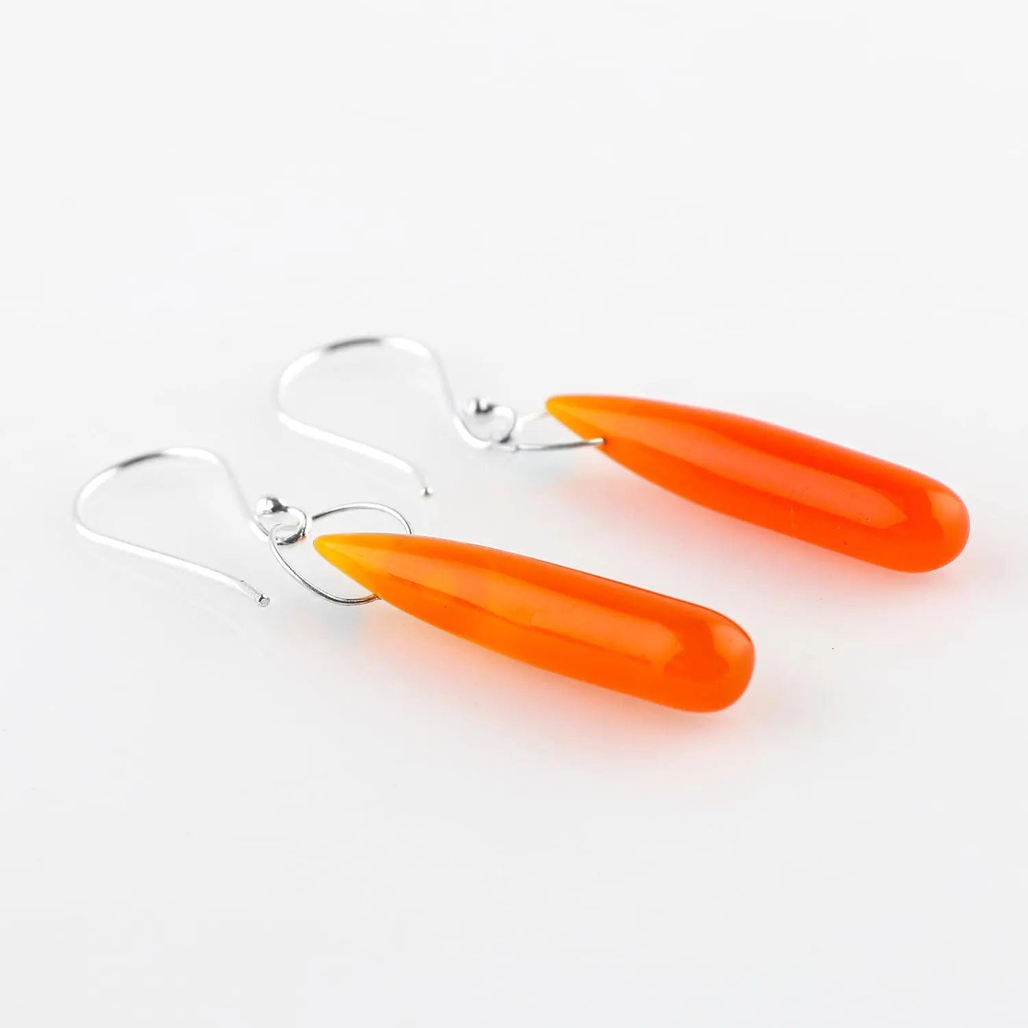 Orange-Chalcedony Gemstones Dainty Earrings for Women, 925 Sterling Silver, Crystals and Stones, Handmade, Bohemian, Birthstones, Gifts for Her