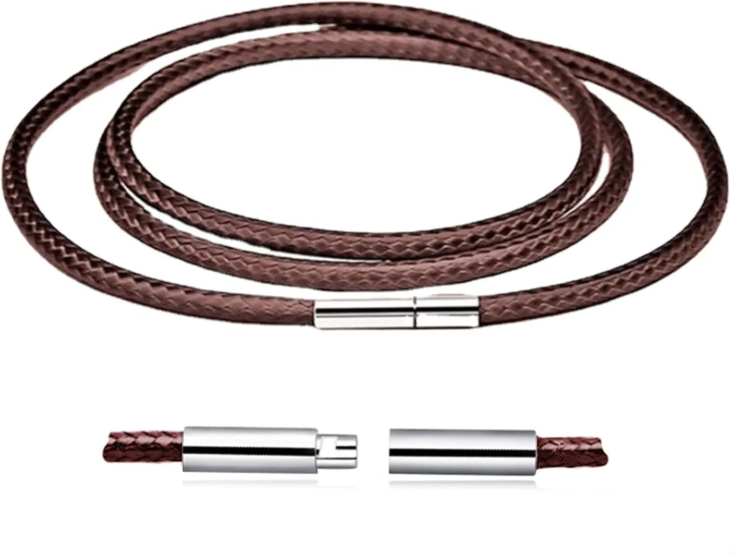 Otxas Leather Necklace Cord, 18inch-24inch Waterproof Rope Necklace for Men Women, 316L Stainless Steel Clasp, 2，3mm Width Leather Necklaces for Mens