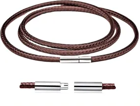 Otxas Leather Necklace Cord, 18inch-24inch Waterproof Rope Necklace for Men Women, 316L Stainless Steel Clasp, 2，3mm Width Leather Necklaces for Mens