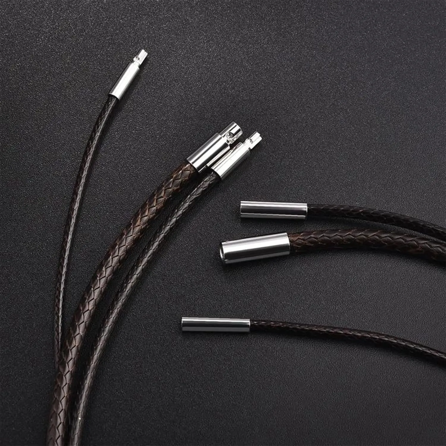 Otxas Leather Necklace Cord, 18inch-24inch Waterproof Rope Necklace for Men Women, 316L Stainless Steel Clasp, 2，3mm Width Leather Necklaces for Mens