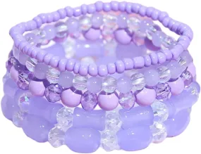 Pingyongchang Stackable Multi Layer Bohemian Crystal Bead Bracelets for Women Handmade Colorful Beads Stretch Multilayer Bangles Friendship Beach Anklets Jewelry String Charm Bracelet 5 pieces