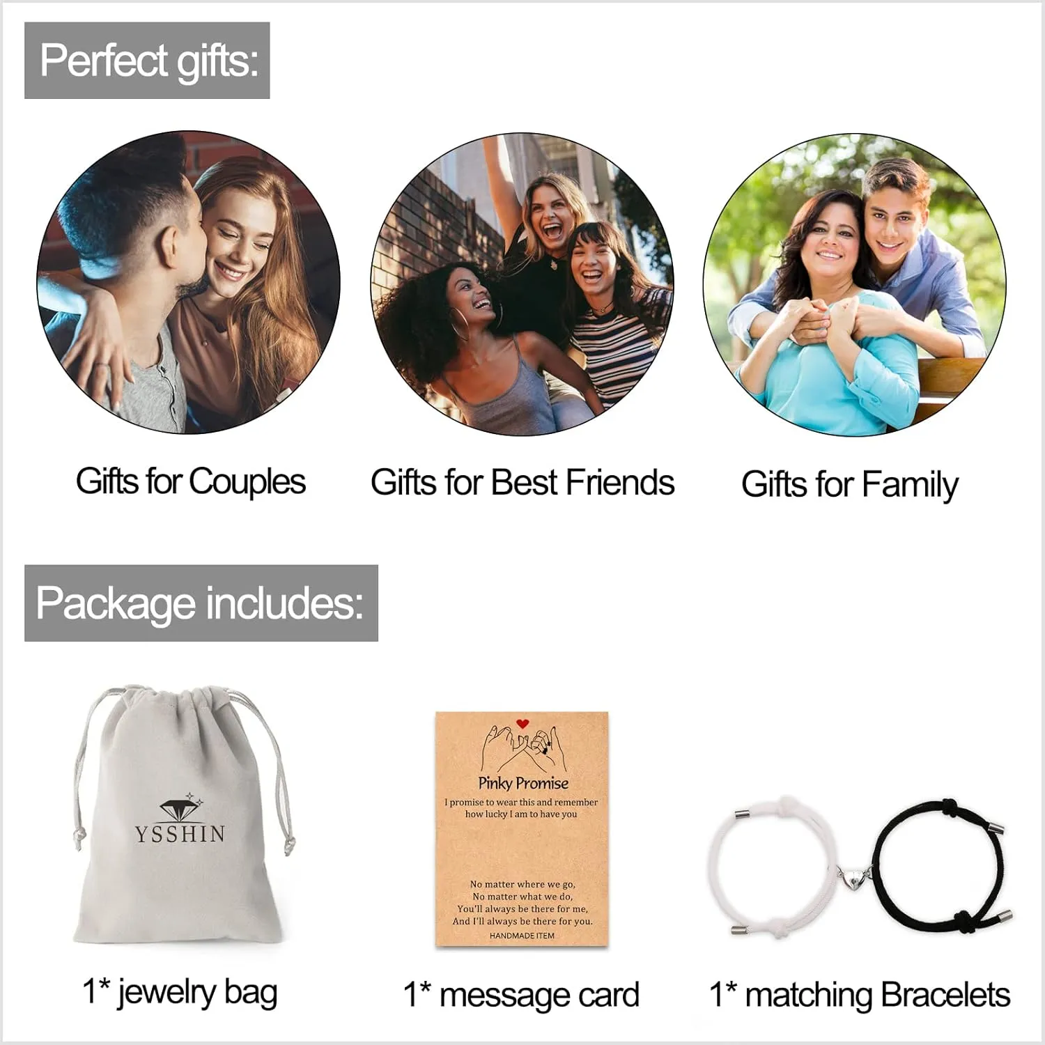 Pinky Promise Bracelet, Pulseras Para Parejas Distance Friendship Matching Bracelets for Couples Best Friends