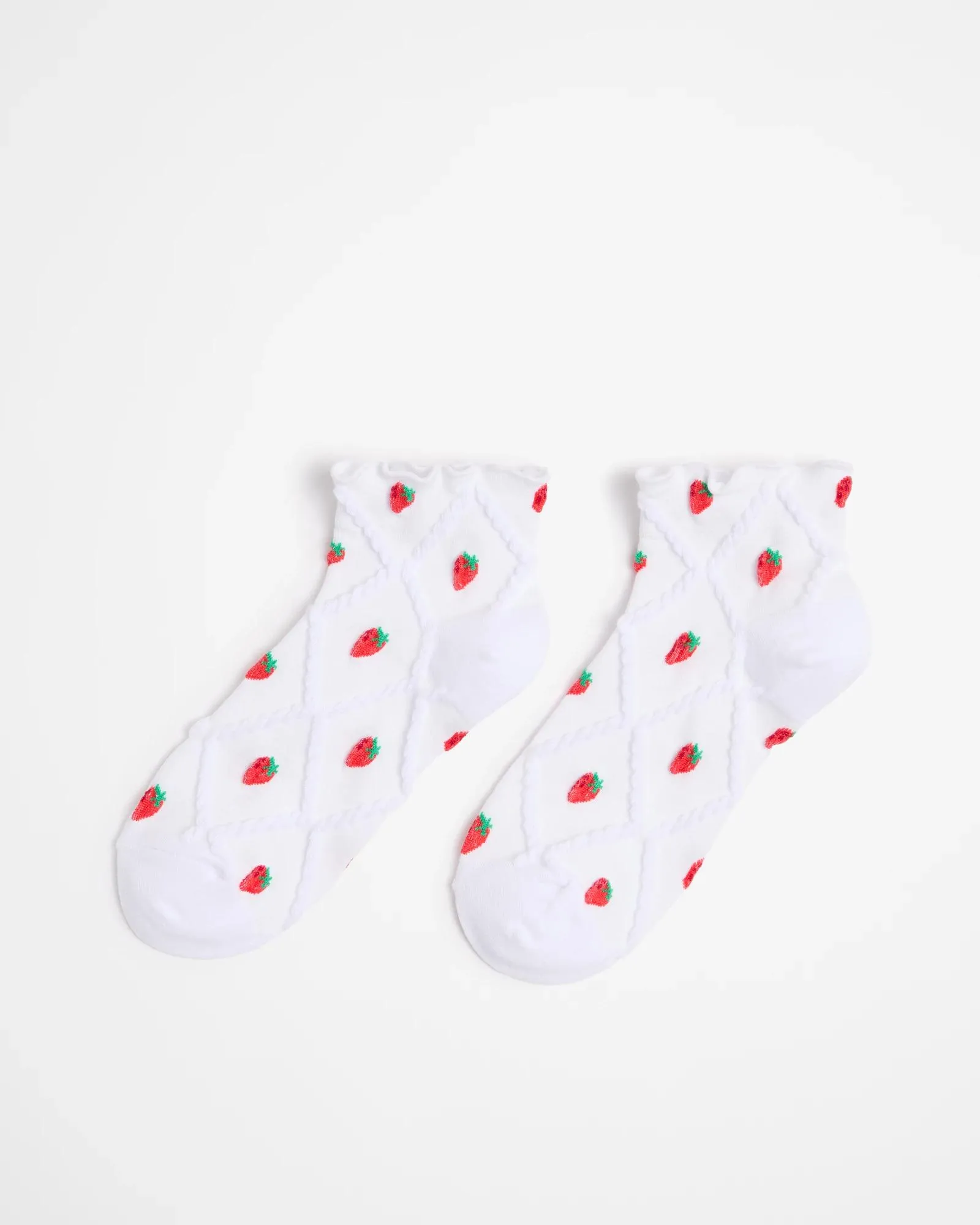 popular  Quarter Crew Embroidered Strawberry Socks - AC-Lab