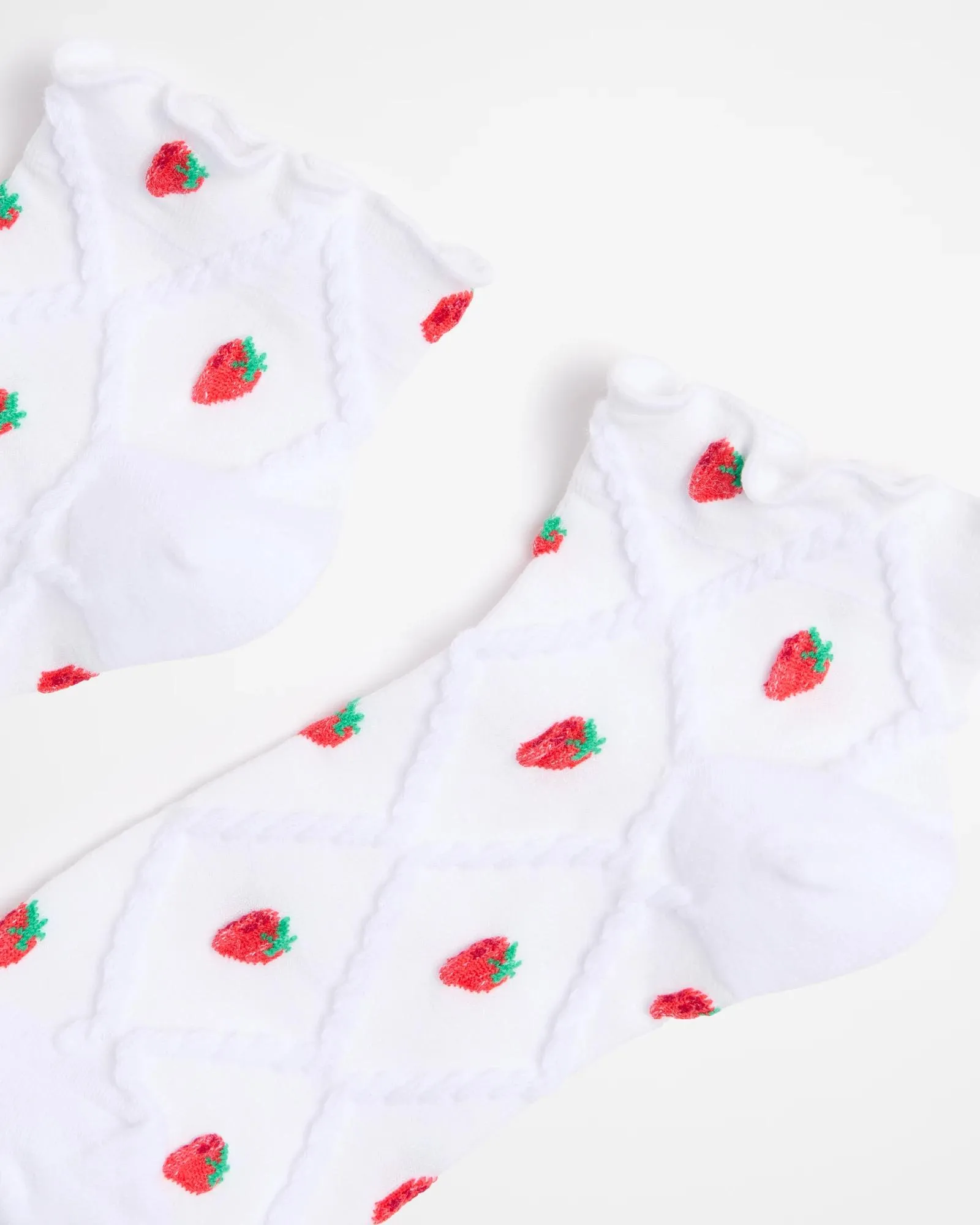popular  Quarter Crew Embroidered Strawberry Socks - AC-Lab