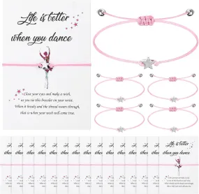Quelay 24 Sets Ballet Dance Bracelet Gifts Bulk Ballet Star Bracelet Jewelry with Inspirational Card Dance Recital Gift Dancing School Gifts for Competition Team Graduation Party Charm Jewelry Favor