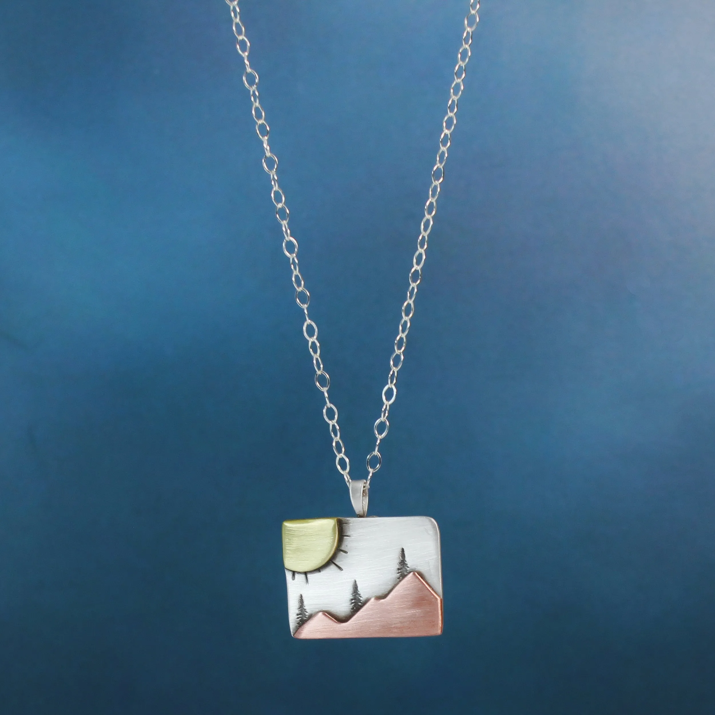 Rectangle Sunburst Mountain Necklace