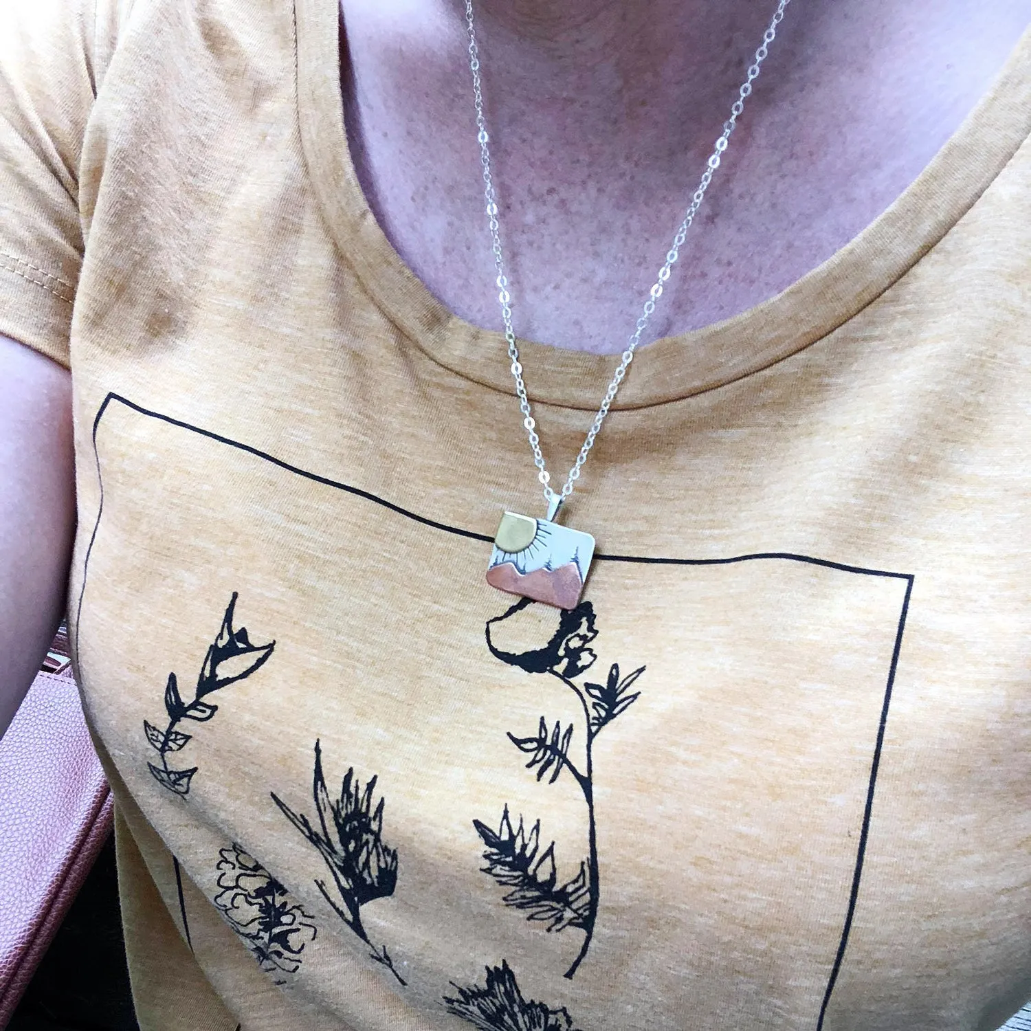 Rectangle Sunburst Mountain Necklace