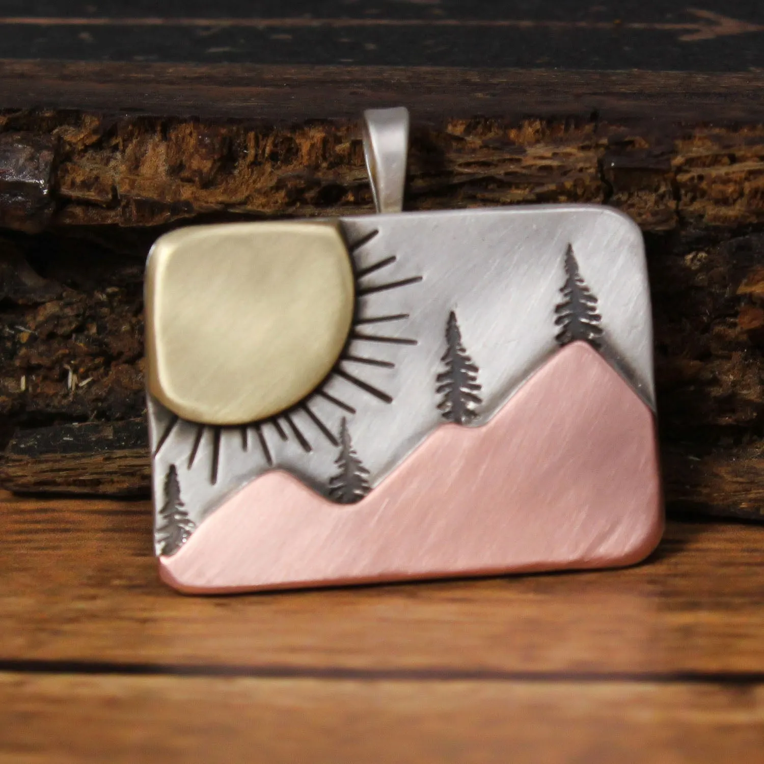 Rectangle Sunburst Mountain Necklace