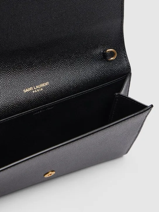 Saint Laurent   Uptown grained leather chain wallet 