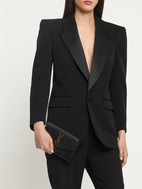 Saint Laurent   Uptown grained leather chain wallet 