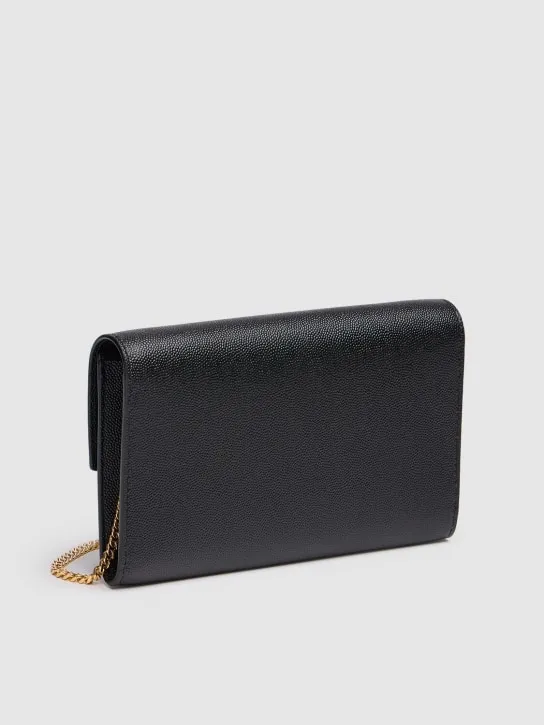 Saint Laurent   Uptown grained leather chain wallet 
