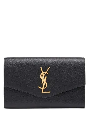 Saint Laurent   Uptown grained leather chain wallet 