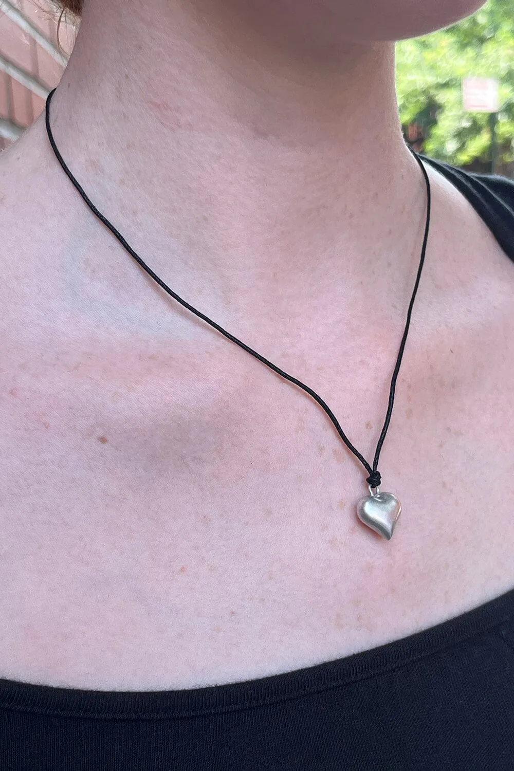 Silver Heart Rope Necklace